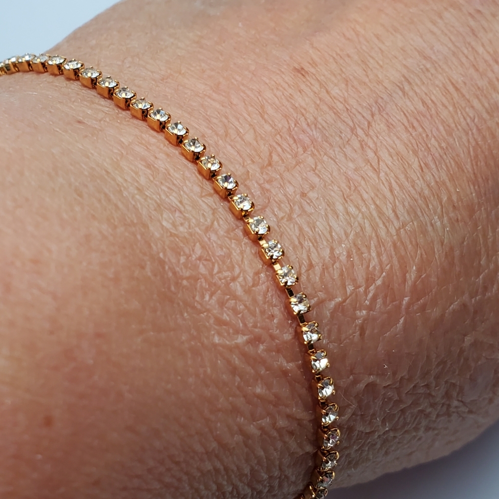 Gold plated rhinestones bracelet party 8" *
